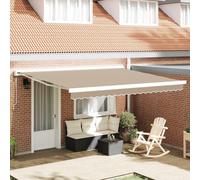 vidaXL Telo di ricambio per tenda da sole Beige 4 × 3,5 m Poliestere, Tessuto moderno per tende rettangolari, resistente al sole, all'acqua, facile da pulire, perfetto per l'esterno