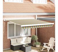 vidaXL Tenda a braccio manuale retrattile verde e giallo 350 x 250 cm