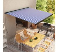 vidaXL Tenda a Cassonetto Manuale 350x250 cm Blu e Bianca