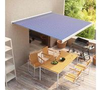 vidaXL Tenda a Cassonetto Manuale 350x250 cm Blu e Bianca