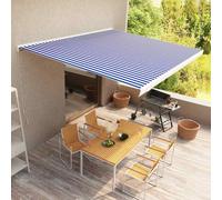 vidaXL Tenda a Cassonetto Manuale 400x300 cm Blu e Bianca