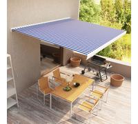 vidaXL Tenda a Cassonetto Manuale 500x300 cm Blu e Bianca