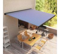 vidaXL Tenda a Cassonetto Motorizzata 350x250 cm Blu e Bianco