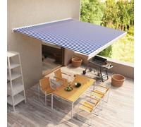 vidaXL Tenda a Cassonetto Motorizzata 400x300 cm Blu e Bianco