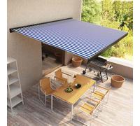 vidaXL Tenda a Cassonetto Motorizzata 500x300 cm Blu e Bianco