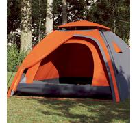 vidaXL Tenda a Cupola 4 Persone Grigio e Arancione a Rilascio Rapido