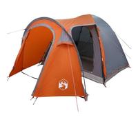 vidaXL Tenda a cupola grigia e arancione per 6 persone, impermeabile, antivento, perfetta per esterni, materiale traspirante, con spazio di archiviazione, ideale per gite estive e incontri rilassati