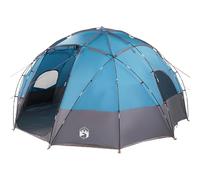 vidaXL Tenda a cupola per 8 persone blu e grigio in fibra di vetro poliestere impermeabile grande riparo da campeggio all'aperto design pieghevole regolabile chiusura a cerniera finitura opaca borsa