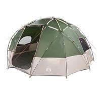 vidaXL Tenda a cupola verde e beige, grande, esagonale, impermeabile, in tessuto di poliestere, per 8 persone, regolabile, finitura opaca, per esterni, include borsa per il trasporto e attrezzi di