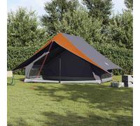 vidaXL Tenda A-Frame per Famiglie per 7 Persone, Grigia e Arancione, Impermeabile