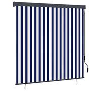 vidaXL Tenda a rullo Blu e Bianco 180 x 250 cm Tessuto e Alluminio, Tenda a rullo rettangolare moderna, ombra per patio, giardino, copertura per balcone, blocco sole e calore
