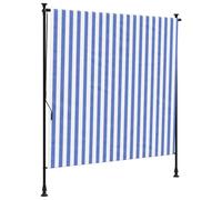 vidaXL Tenda a Rullo Esterno Blu e Bianca 200x270cm Tessuto e Acciaio, Schermo per Privacy, Tenda a Rullo, Tenda da Giardino, Tenda, Tenda per Esterni