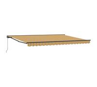 vidaXL Tenda a scomparsa manuale, giallo, grigio e bianco, 4 × 3,5 m, soluzione per patio e giardino, tettoia retrattile, riparo in alluminio, resistente alle intemperie per esterni