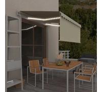 vidaXL Tenda Automatica con Parasole LED e Sensore Vento 3x2,5m Crema