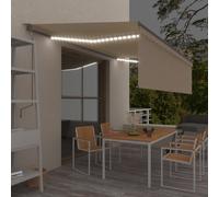 vidaXL Tenda Automatica con Parasole Sensore Vento e LED 5x3 m Crema