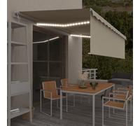 vidaXL Tenda Automatica con Parasole Sensore Vento e LED 5x3 m Crema
