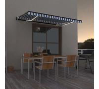 vidaXL Tenda Automatica con Sensore Vento e LED 450x300 cm Blu Bianca