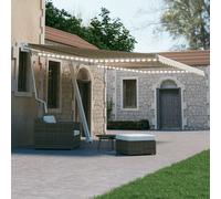 vidaXL Tenda Automatica con Sensore Vento e LED 450x300 cm Crema