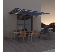 vidaXL Tenda Automatica con Sensore Vento e LED 500x300 cm Blu Bianca