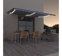 vidaXL Tenda Automatica con Sensore Vento e LED 600x300 cm Blu Bianca