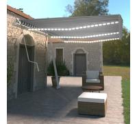 vidaXL Tenda Automatica con Sensore Vento e LED 600x350 cm Blu Bianca