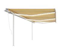 vidaXL Tenda Automatica con Sensore Vento e LED 6x3,5 m Gialla Bianca