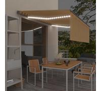 vidaXL Tenda Automatica con Sensore Vento LED 4x3 m Gialla/Bianca