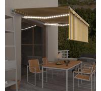vidaXL Tenda Automatica con Sensore Vento LED 4x3 m Gialla/Bianca