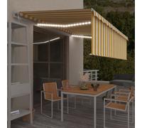 vidaXL Tenda Automatica con Sensore Vento LED 5x3m Gialla/Bianca
