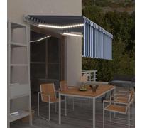 vidaXL Tenda Automatica Parasole LED Sensore Vento 3x2,5m Blu e Bianco
