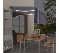vidaXL Tenda Automatica Parasole LED Sensore Vento 3x2,5m Blu e Bianco