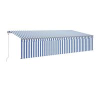 VIDAXL - Tenda Automatica Parasole Sensore Vento Led 6x3m Blu Bianca