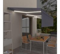 VIDAXL - Tenda Automatica Parasole Sensore Vento Led 6x3m Blu Bianca