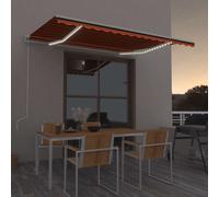 vidaXL Tenda Automatica Sensore Vento e LED 450x300 cm Arancio Marrone
