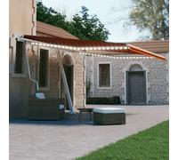 vidaXL Tenda Automatica Sensore Vento e LED 450x300 cm Arancio Marrone