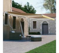vidaXL Tenda Automatica Sensore Vento e LED 450x300 cm Gialla Bianca
