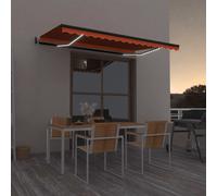vidaXL Tenda Automatica Sensore Vento e LED 450x350 cm Arancio Marrone