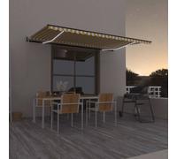 vidaXL Tenda Automatica Sensore Vento e LED 500x300 cm Gialla Bianca