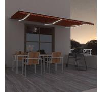 vidaXL Tenda Automatica Sensore Vento e LED 600x300 cm Arancio Marrone