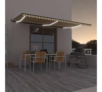 vidaXL Tenda Automatica Sensore Vento e LED 600x350 cm Gialla Bianca