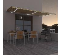 vidaXL Tenda Automatica Sensore Vento e LED 600x350 cm Gialla Bianca