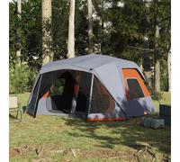 vidaXL Tenda Campeggio 10 Persone Grigio e Arancione Impermeabile