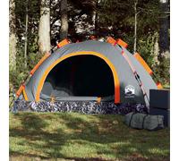 vidaXL Tenda Campeggio 2 Persone Grigio e Arancione a Rilascio Rapido