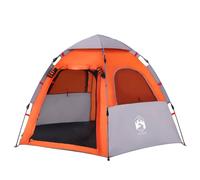 vidaXL Tenda Campeggio Cabina 4 Pers. Grigio Arancione Rilascio Rapido