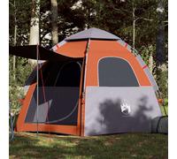 vidaXL Tenda Campeggio Cabina 4 Pers. Grigio Arancione Rilascio Rapido