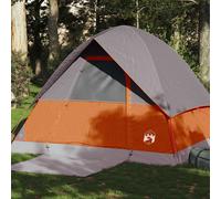 vidaXL Tenda da Campeggio a Cupola 4 Persone Grigio e Arancione Impermeabile