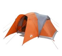 vidaXL Tenda da Campeggio a Cupola 6 Persone Grigio e Arancione, Tenda, Tenda da Esterno, Tenda per 6 Persone, Tenda da Giardino, Tenda Impermeabile