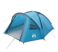 vidaXL Tenda da campeggio a cupola blu in poliestere rivestito in PU ignifugo resistente al vento impermeabile spaziosa per 4 persone forma rettangolare per interni ed esterni, include borsa per il