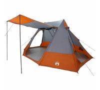 vidaXL Tenda da Campeggio Grigia e Arancione di, Design Moderno, Impermeabile, in Poliestere, Misura 482 x 360 x 227 cm. È Un rifugio Perfetto per Famiglie all'aperto, con Un Design Traspirante. INC