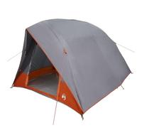 vidaXL Tenda da campeggio grigio e arancione per 4 persone in poliestere impermeabile e polietilene, ha una cerniera, traspirante e resistente alle intemperie, le dimensioni sono 320 x 275 x 190 cm